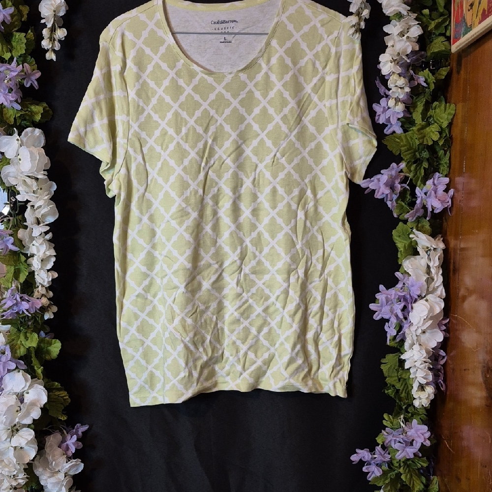 croft & barrow Pale Yellow Lattice Short-Sleeve Tee